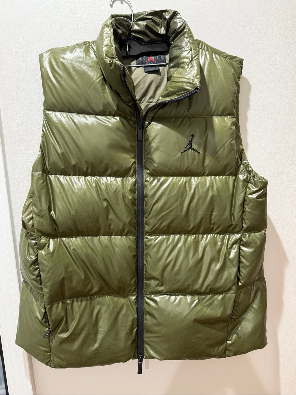 Jordan Olive Green Quilted Puffer Vest with Black Jumpman